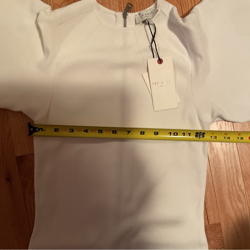 New - Ted Baker London Lounia Fluted Sleeve Body-Con Dress in White Size 1 - Picture 9 of 16